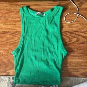 Zara Green Ribbed Tank Top